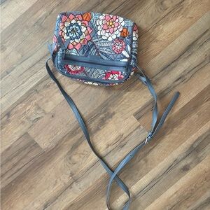 Vera Bradley Gray and Multicolor Floral Crossbody Bag